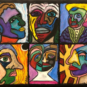 Photomaton-3-pastel-gras-papier-colle-sur-bois-76x-68-cm